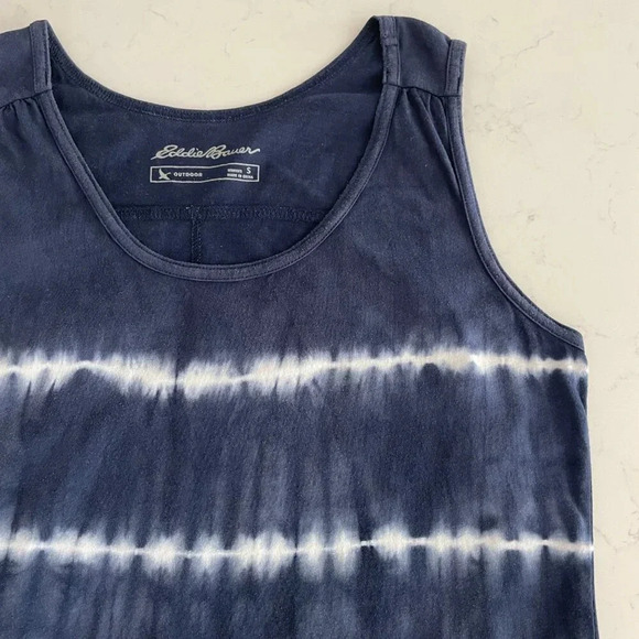 Eddie Bauer Outdoor Casual Tie Dye Print Cotton Tank Top Navy + White Sz S - Picture 3 of 8